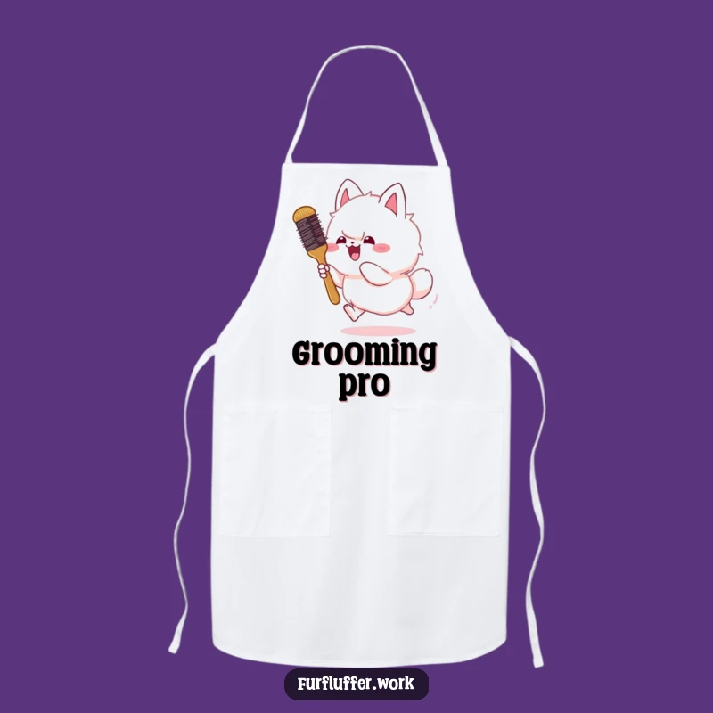 Funny Fluffy Animal Chasing Brush Apron - Chef's Pet Grooming Comic Wear