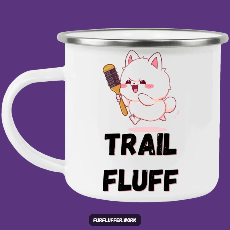 Funny Fluffy Animal Chasing Brush Camping Mug - Outdoor Pet Adventure
