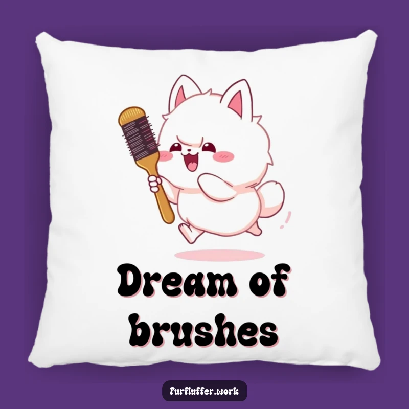 Funny Fluffy Animal Chasing Brush Pillow - Comfy Pet Grooming Accent