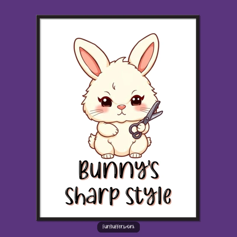 Funny Bunny Groomer Digital Art - Determined Style Wall Decor, Gift