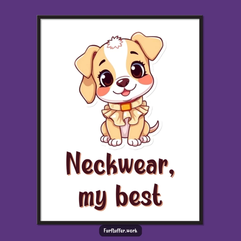 Funny Puppy Collar Digital Print: Hilarious Art of a Pup's Style