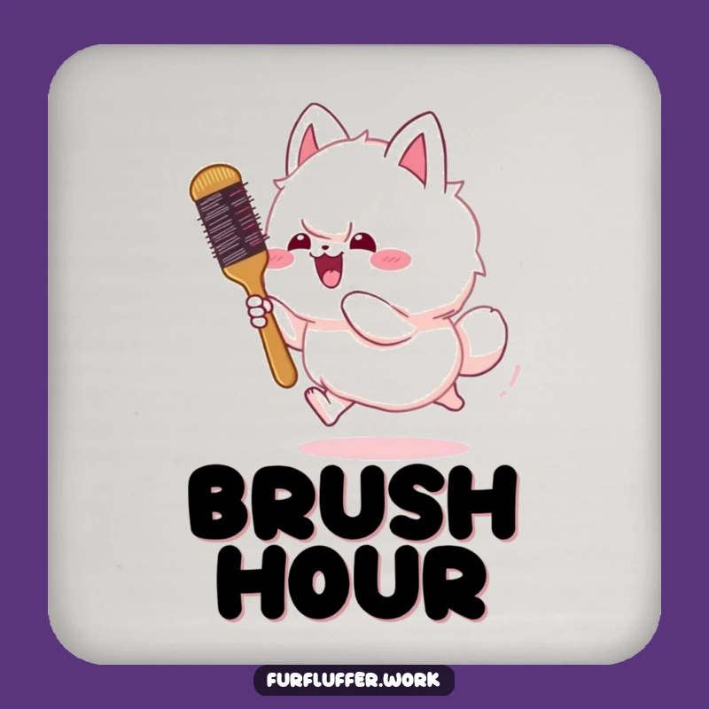 Funny Fluffy Animal Chasing Brush Coaster - Protect Surfaces with Humor