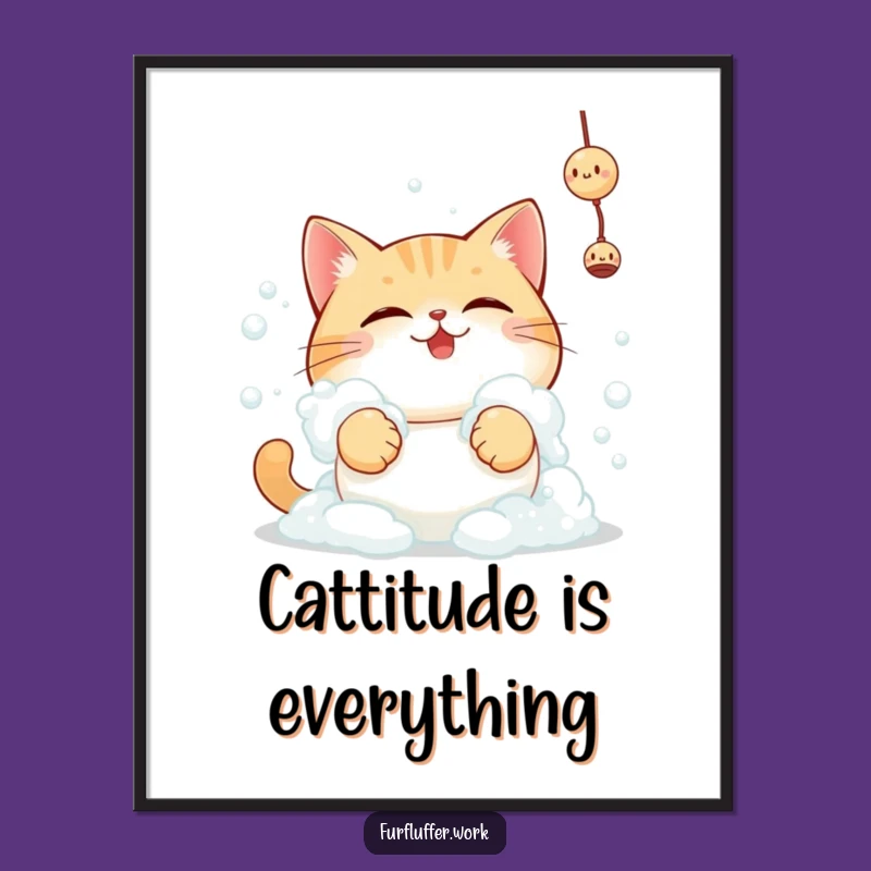 Free Printable Wall Art: Bath Time Cat - Hilarious Downloadable Decor