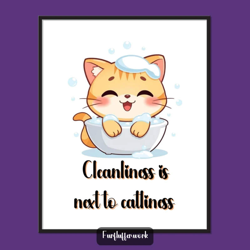 Free Printable Cat Wall Art: Bubble Bath Bliss Downloadable Gift!