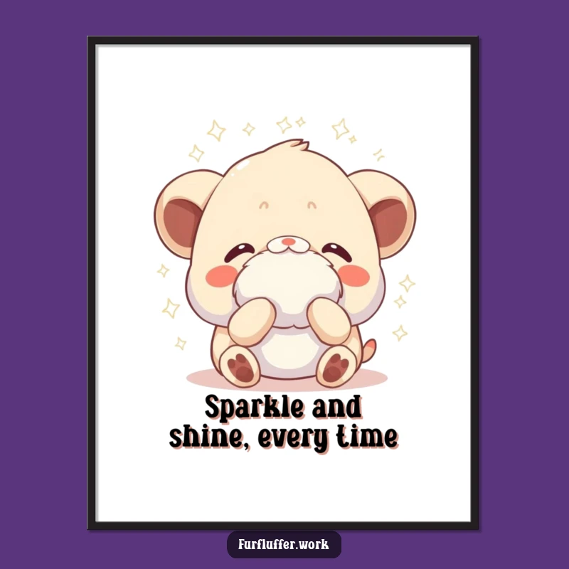 Funny Free Printable Wall Art: Fluffy Animal, Sparkly Downloadable Home Decor