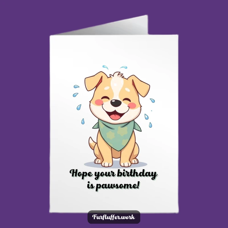 Free Printable Birthday Card: Dog Shakes Water Funny Downloadable Gift
