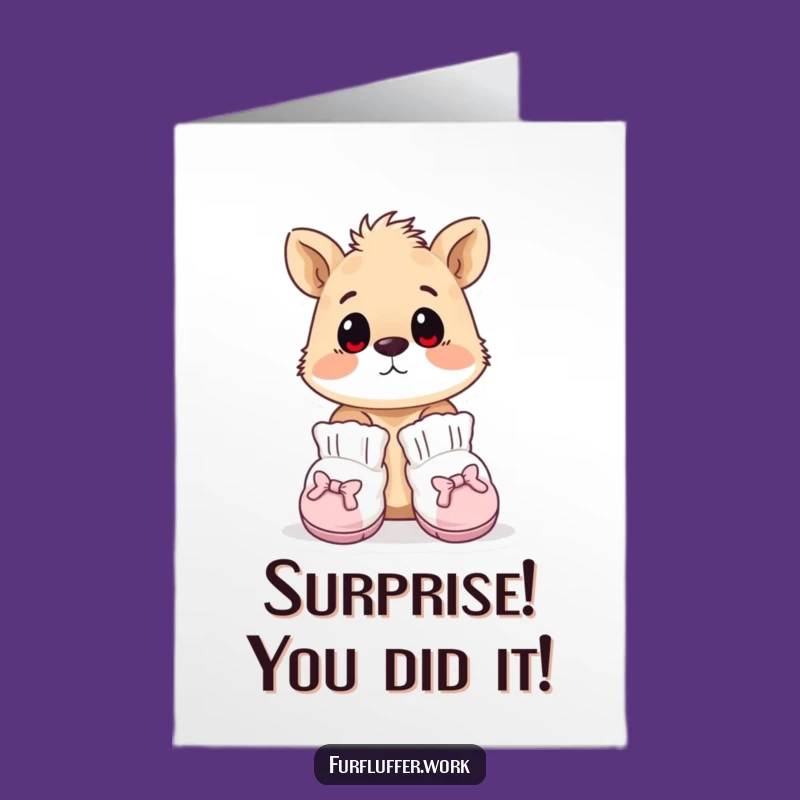 Free Printable Congrats Card: Surprised Animal & Booties, Quirky DIY Downloadable