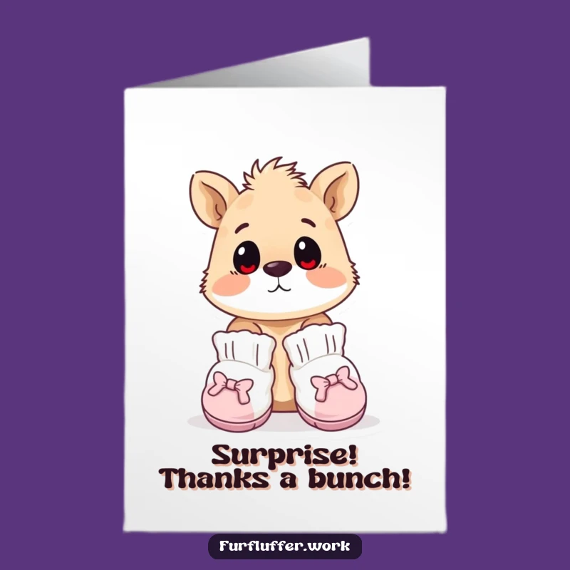Free Printable Thank You Card: Surprised Animal & Booties, Funny DIY Appreciation